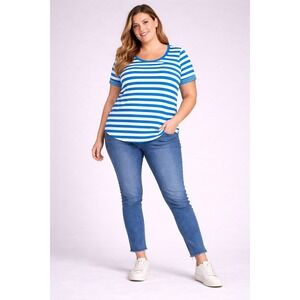 Talbots Striped Tee Shirt Blue White Size 2X Plus Size Top